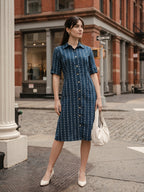 Zummer Women Blue Self Design Shirt Dress