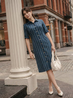 Zummer Women Blue Self Design Shirt Dress