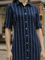 Zummer Women Blue Self Design Shirt Dress
