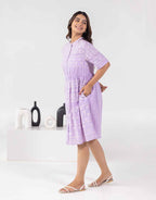 Lavender Embroidered A-Line Dress