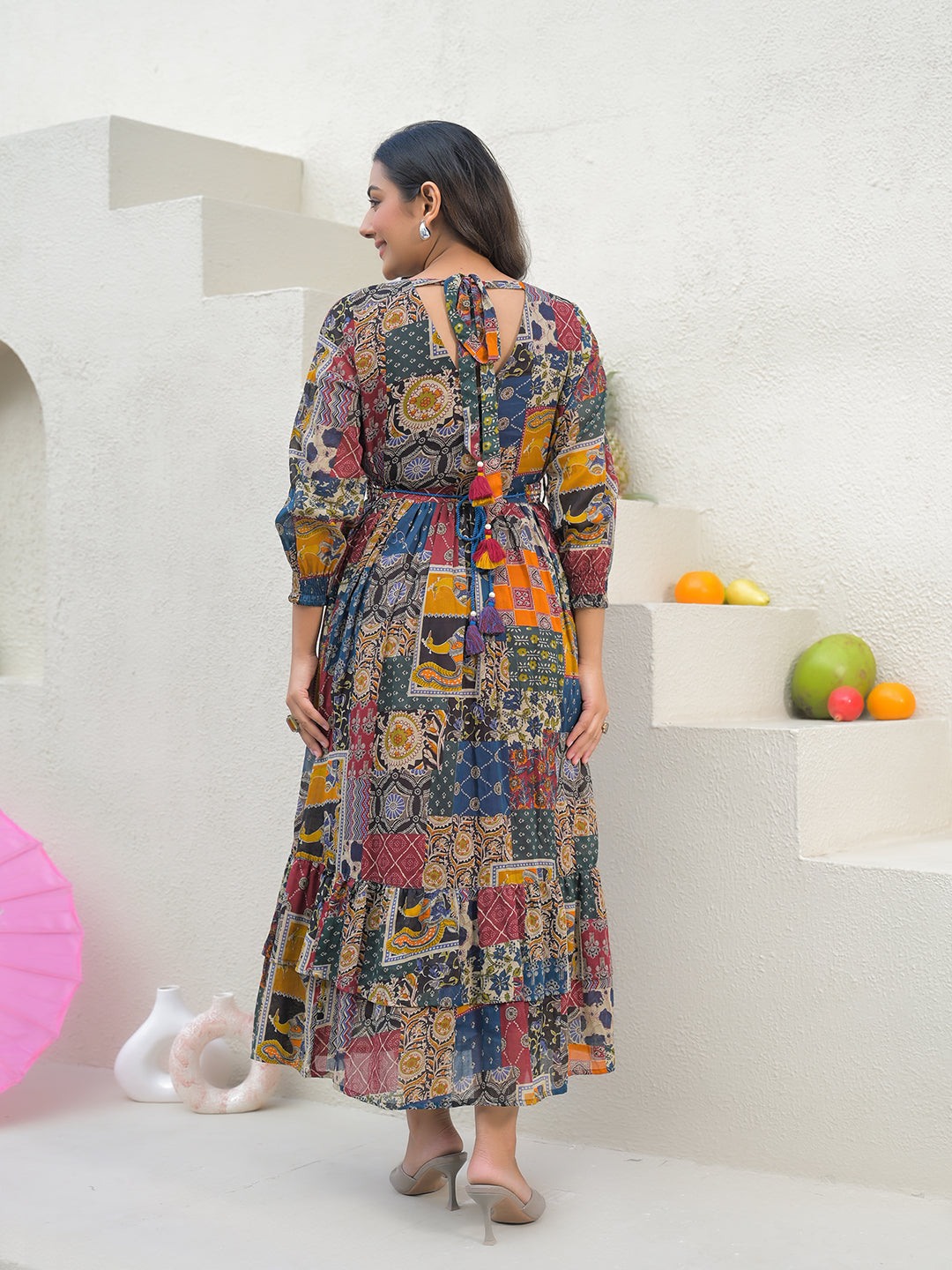 Zummer Multi-Coloured Embellished Cotton Maxi Dress