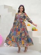 Zummer Multi-Coloured Embellished Cotton Maxi Dress