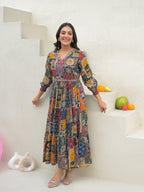 Zummer Multi-Coloured Embellished Cotton Maxi Dress