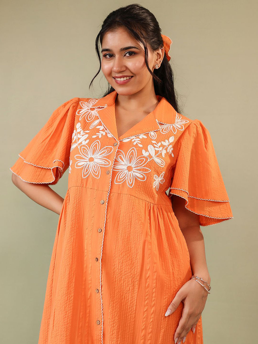 Cotton Floral Embroidered Dress