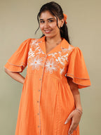 Cotton Floral Embroidered Dress