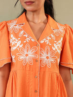 Cotton Floral Embroidered Dress
