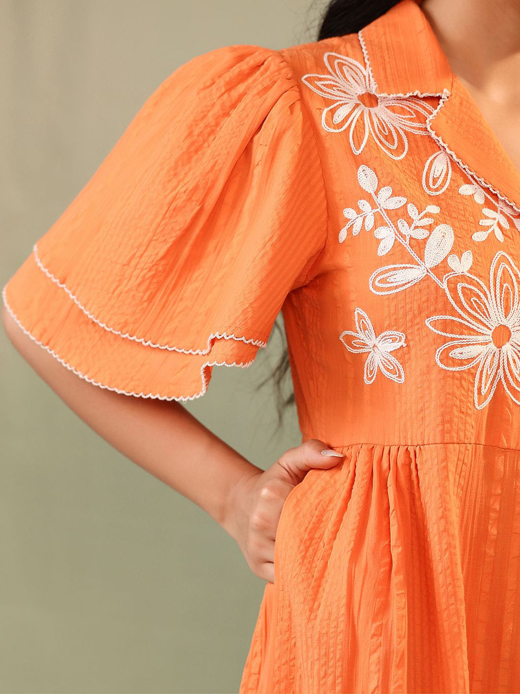 Cotton Floral Embroidered Dress