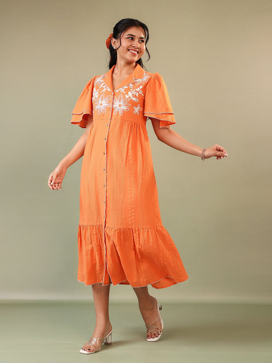 Cotton Floral Embroidered Dress