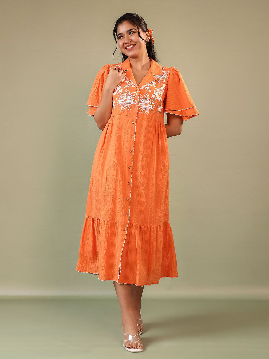 Cotton Floral Embroidered Dress