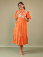 Cotton Floral Embroidered Dress