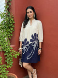 Zummer Hand Painted Above Knee Dress – Off White Empire Fit