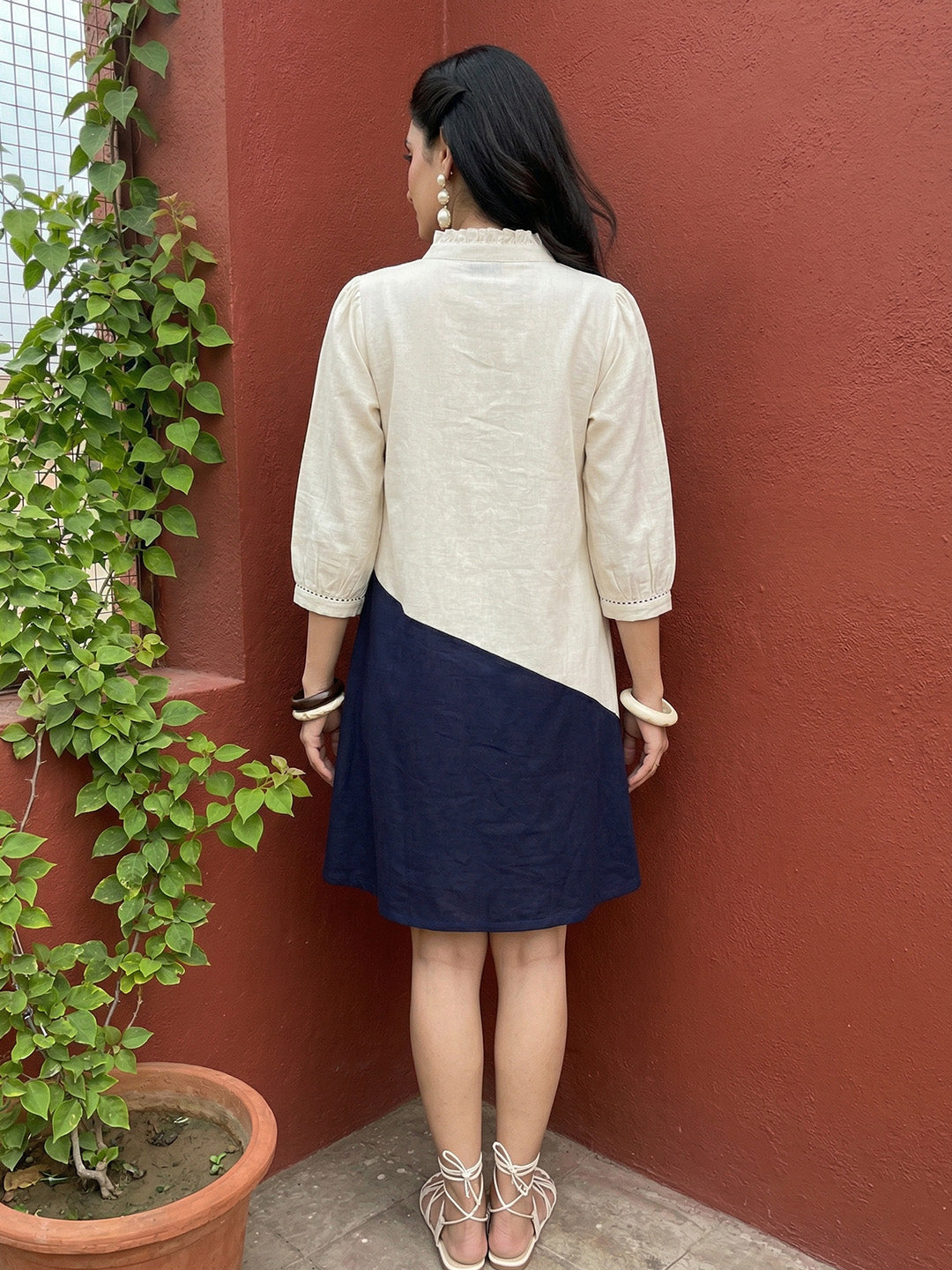 Zummer Hand Painted Above Knee Dress – Off White Empire Fit