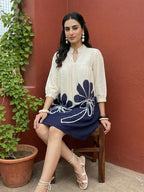 Zummer Hand Painted Above Knee Dress – Off White Empire Fit