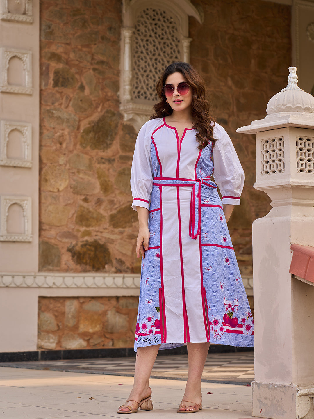 Zummer Floral Printed A-Line Midi Dress
