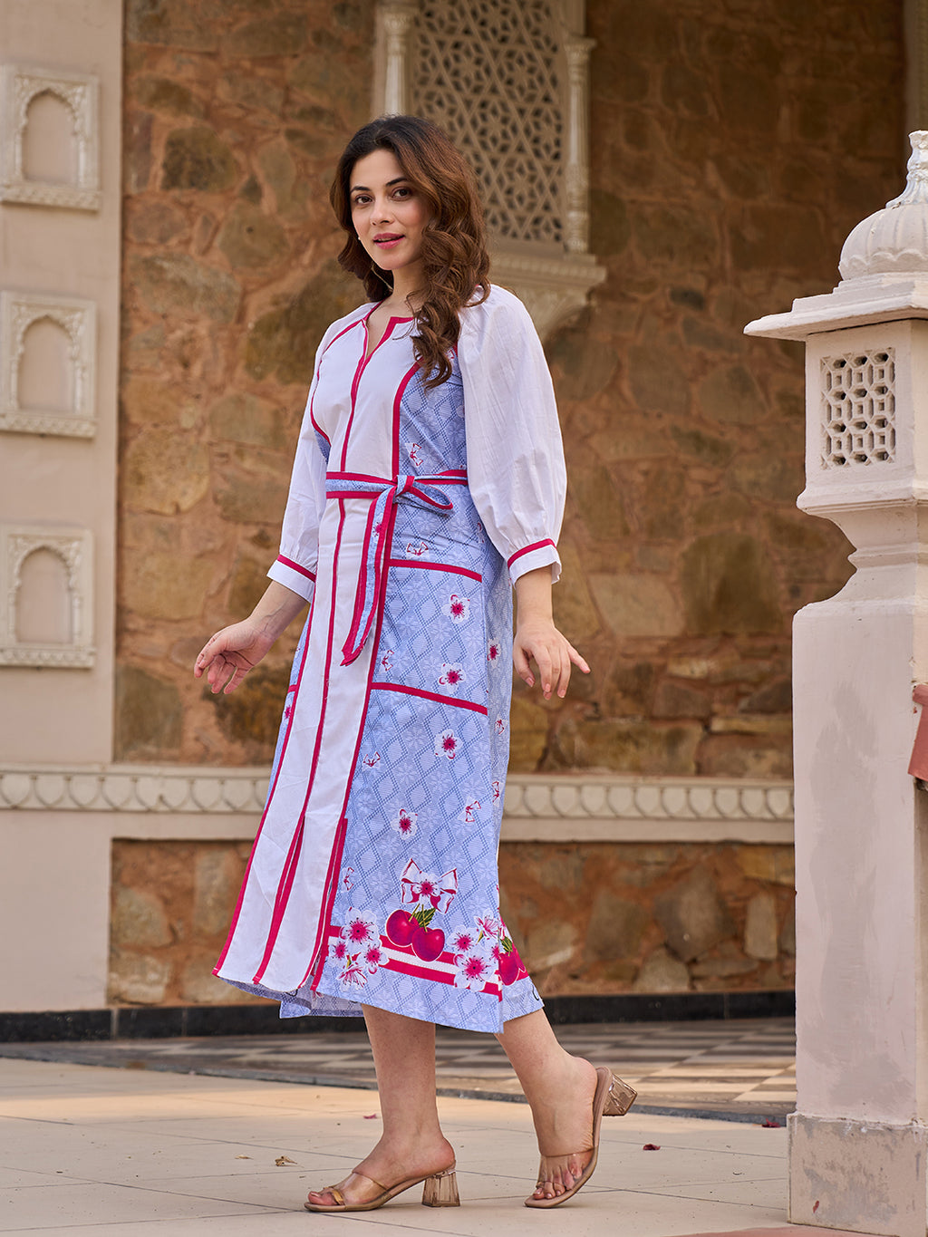 Zummer Floral Printed A-Line Midi Dress