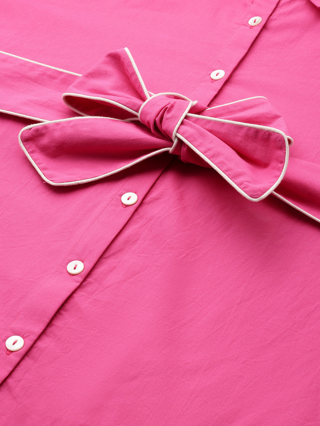 Cotton Pink Embroidered Shirt Dress