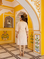 Cotton Pink Embroidered A- line Midi Dress