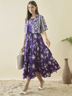 Floral Print A-Line Midi Dress