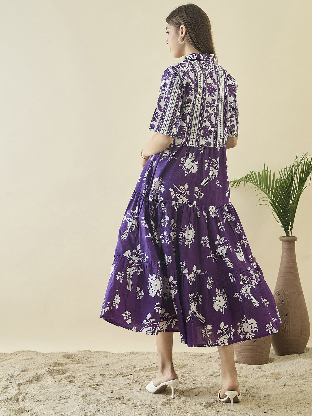 Floral Print A-Line Midi Dress