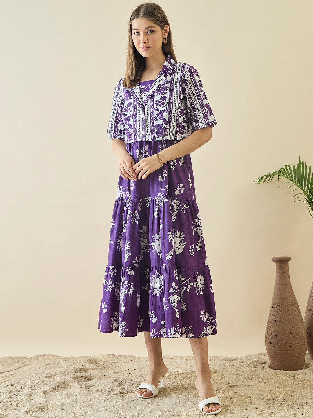 Floral Print A-Line Midi Dress