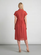 Zummer Rust & Beige Embroidered A-Line Midi Dress