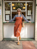 Zummer Rust Striped Embellished Shirt Dress – V-Neck Midi Dress with Kimono Sleeves
