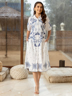 Cotton Tropical Embroidered Dress