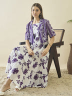 White floral print a-line dress