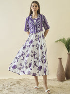 White floral print a-line dress