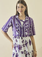 White floral print a-line dress