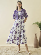 White floral print a-line dress