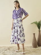 White floral print a-line dress