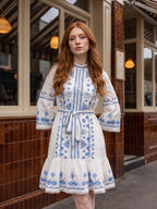 Zummer Women White Embroidered Cotton Dress