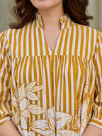 Zummer Women Mustard & Off White Empire Dress