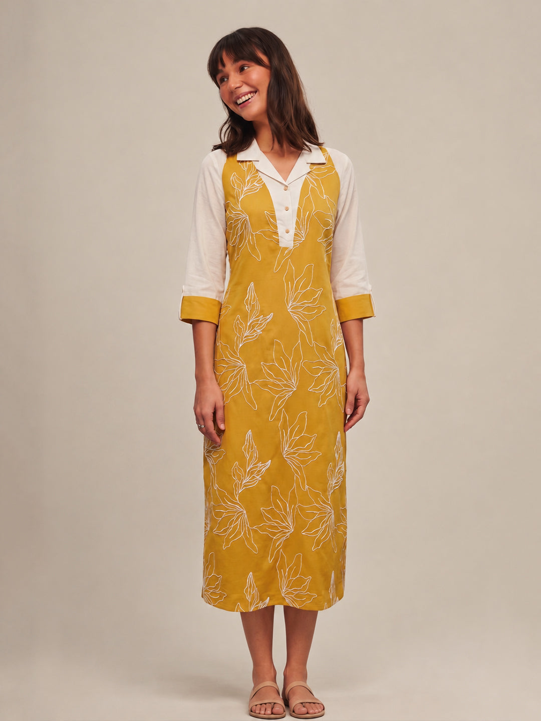 Zummer Embellished Shift Dress – Yellow