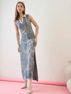 Seamless cotton knitted Floral Maxi Dress