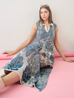 Seamless cotton knitted Floral Maxi Dress