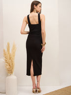 Black Cotton Bodycon  Dress with No Sleeves