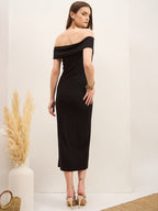 Black Cotton Bodycon Dress with No Sleeves