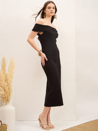 Black Cotton Bodycon Dress with No Sleeves