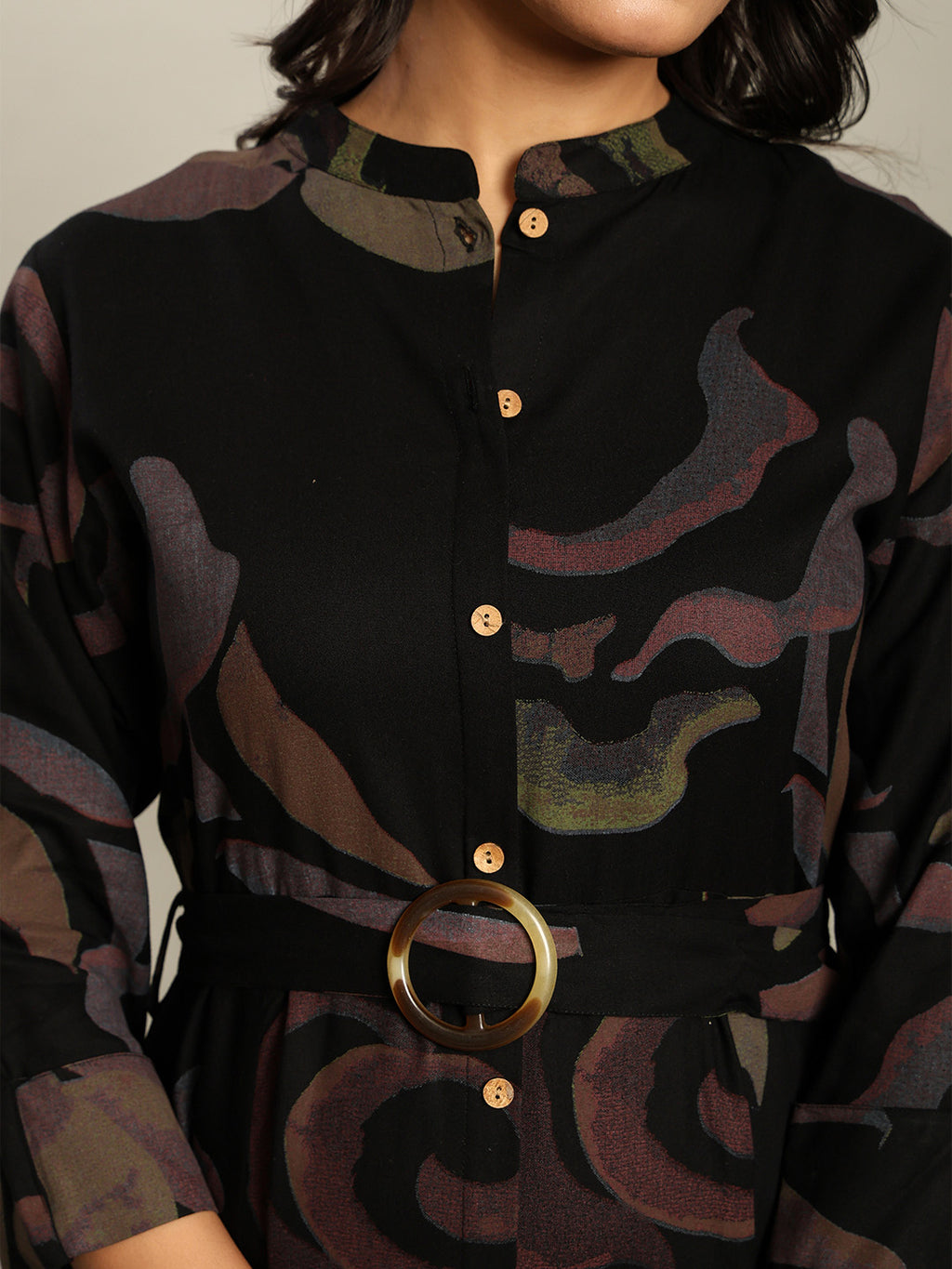 Rayon Printed Fit And Flare Midi Dress