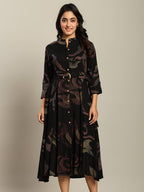 Rayon Printed Fit And Flare Midi Dress