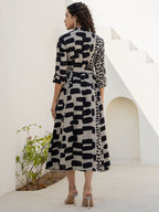 Printed Fit And Flare Midi Dress