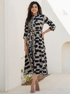 Printed Fit And Flare Midi Dress