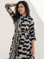 Printed Fit And Flare Midi Dress