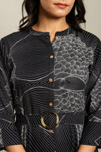 Rayon Printed Fit And Flare Midi Dress