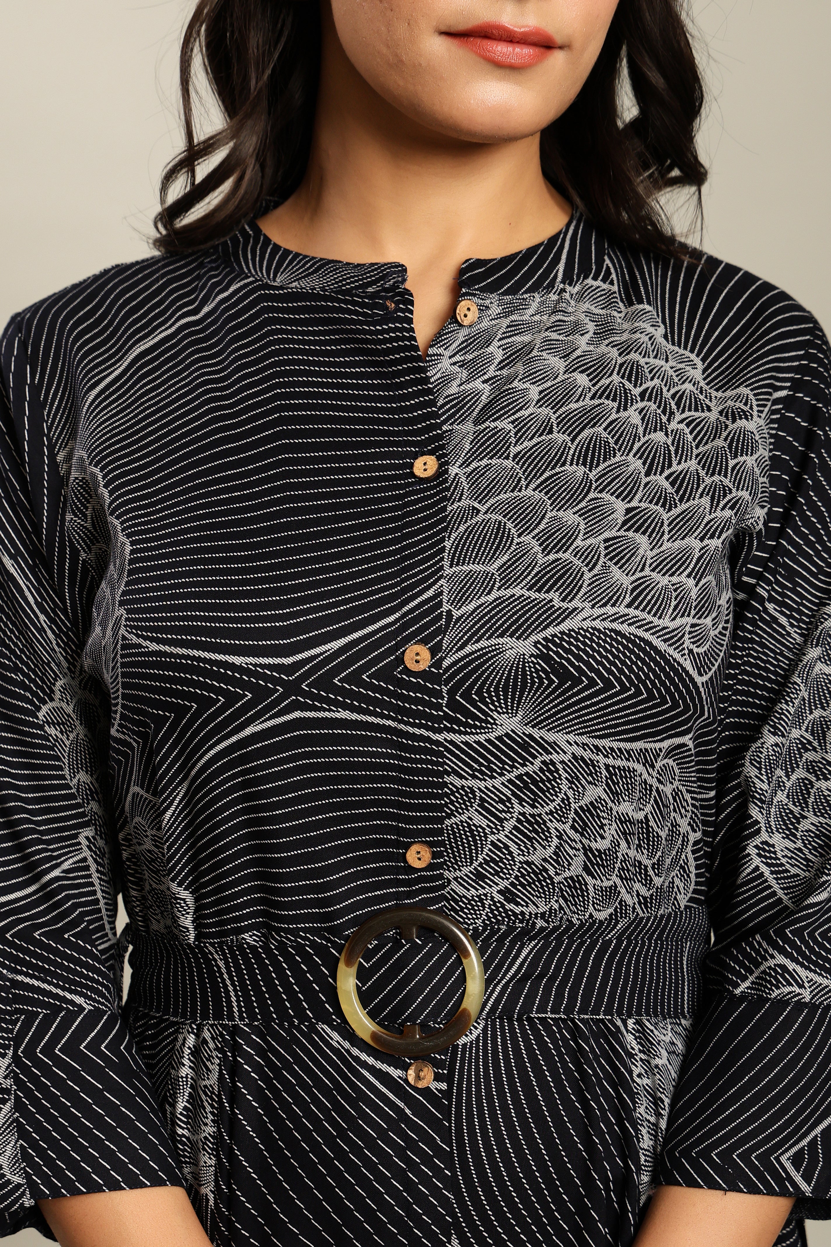 Rayon Printed Fit And Flare Midi Dress