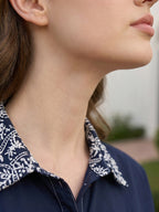 Zummer Women Navy Blue Oversized Embroidered Shirt Dress