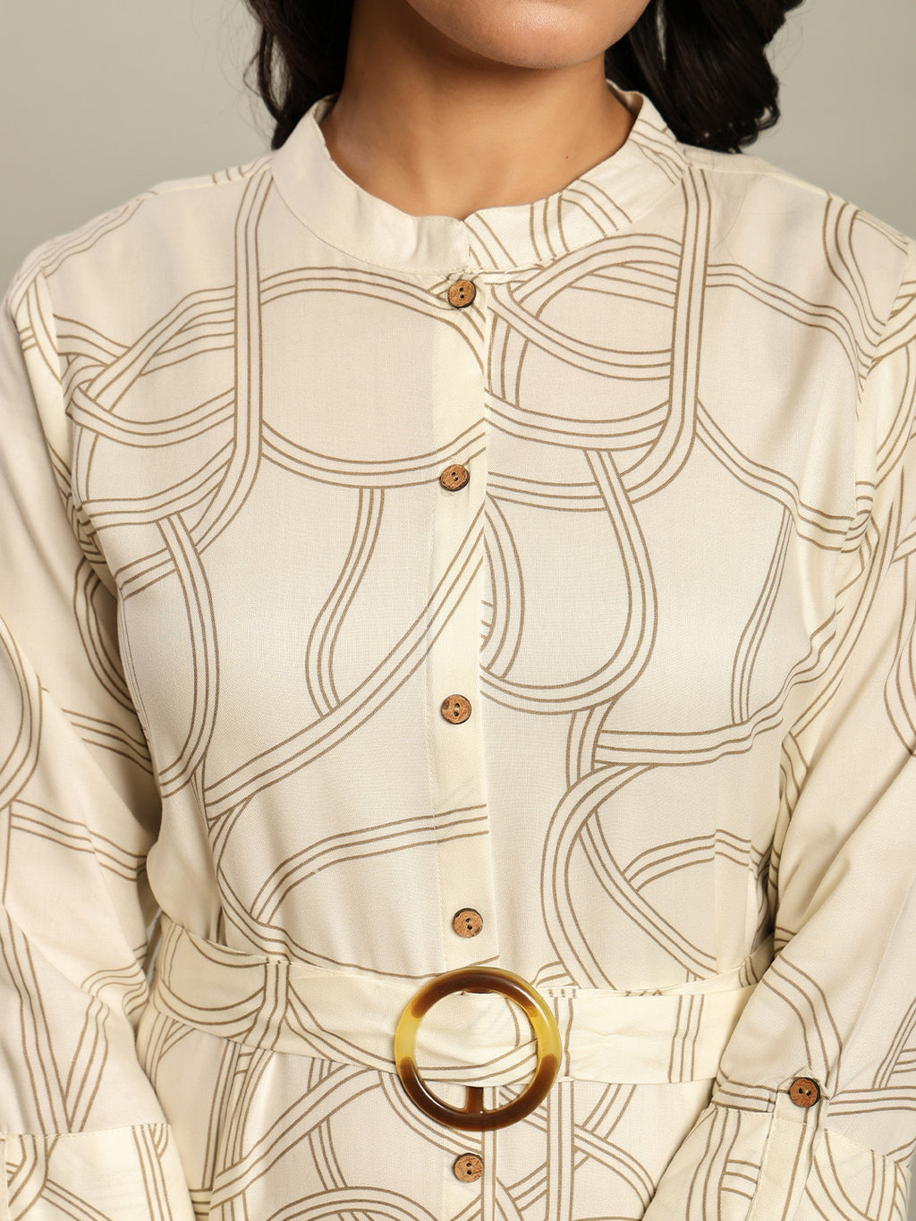 Rayon Printed Fit And Flare Midi Dress