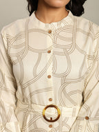 Rayon Printed Fit And Flare Midi Dress